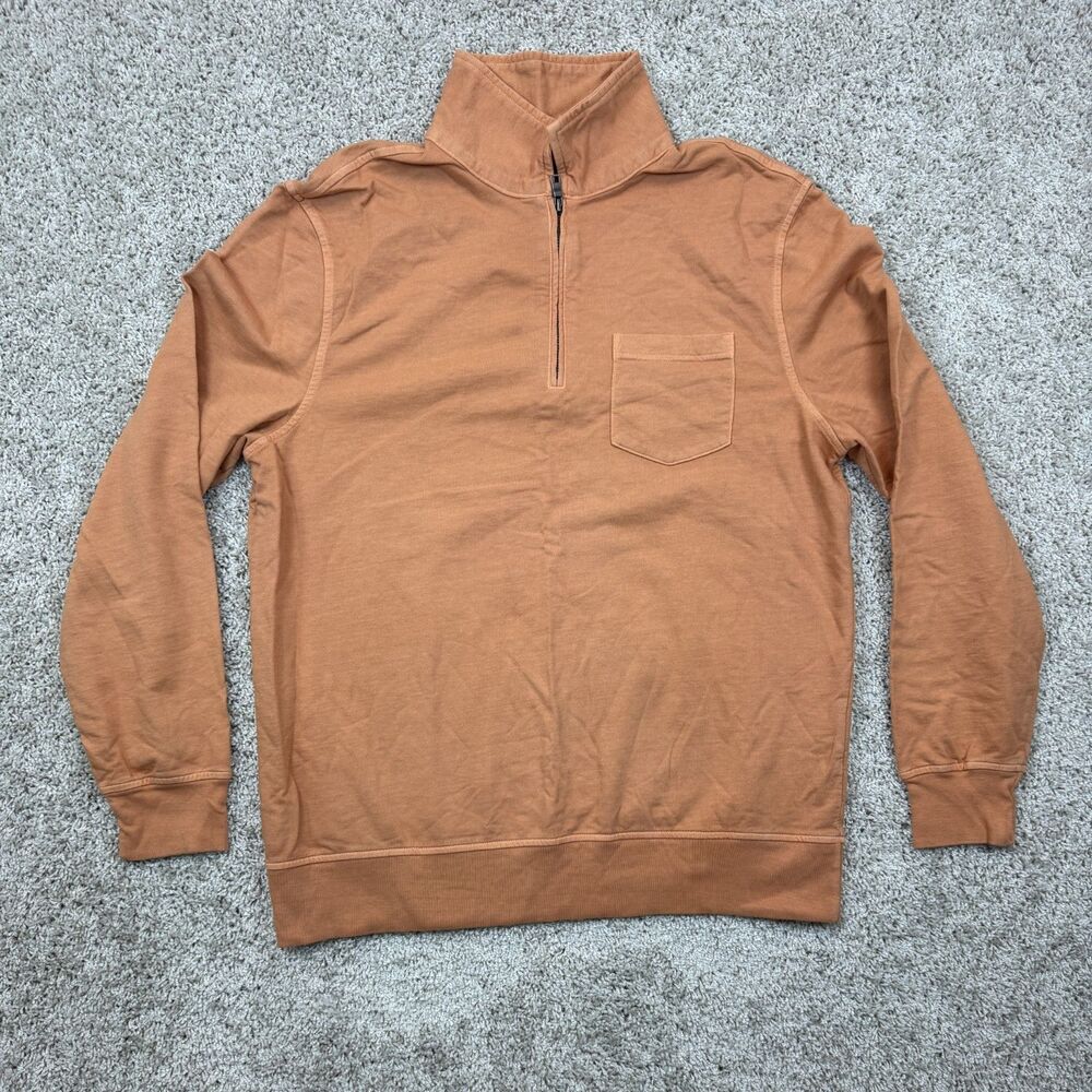 Club Room Mens M Raw Sienna Quarter Zip Pullover 100% Cotton Chest Pocket Shirt